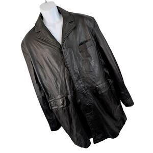 MILAN LEATHER! RICH BLACK SUPER SOFT, SUPPLE HIGH END GENUINE LEATHER COAT! XXXL